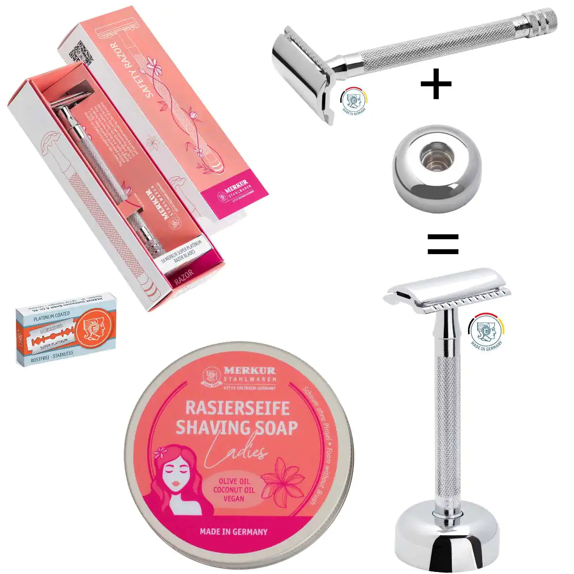 Safety razor on branded background