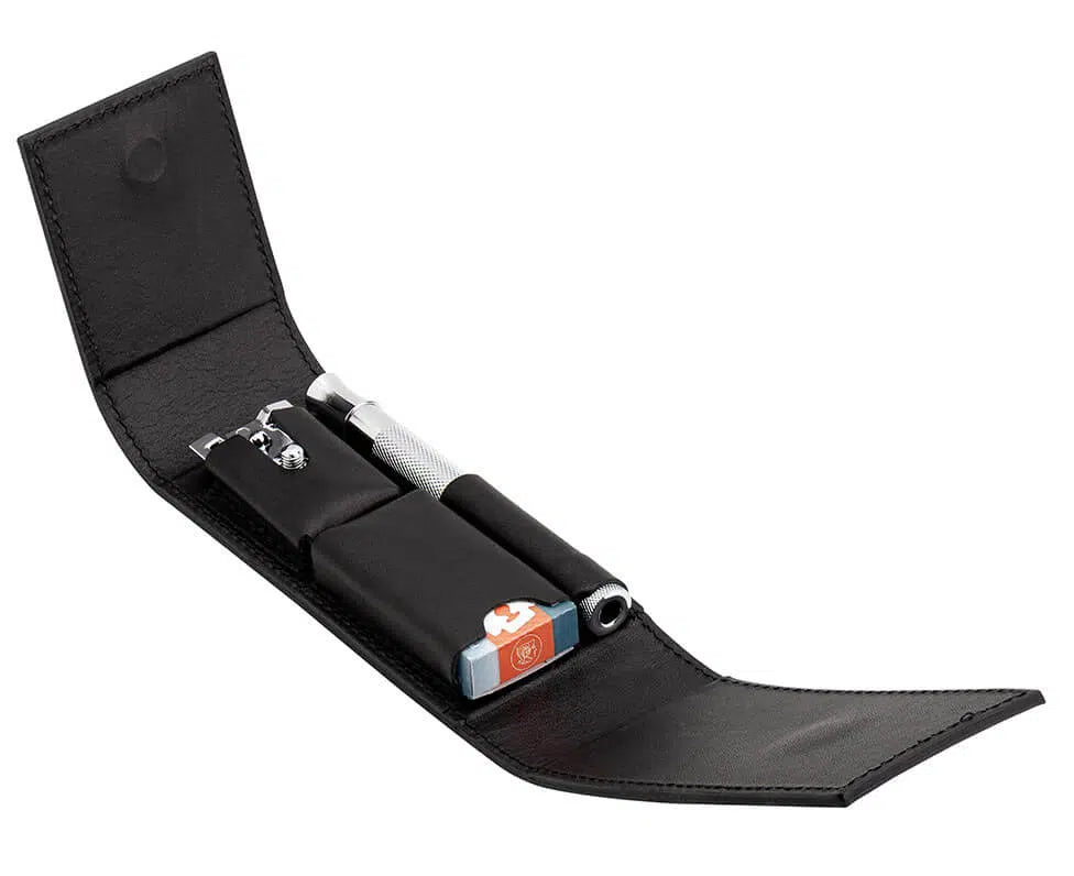 Safety razor on branded background