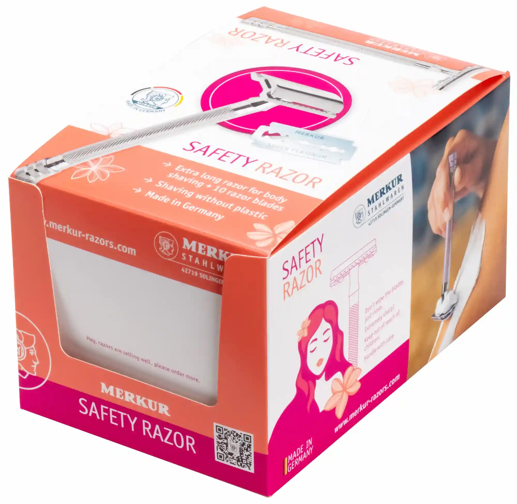 Safety razor on branded background