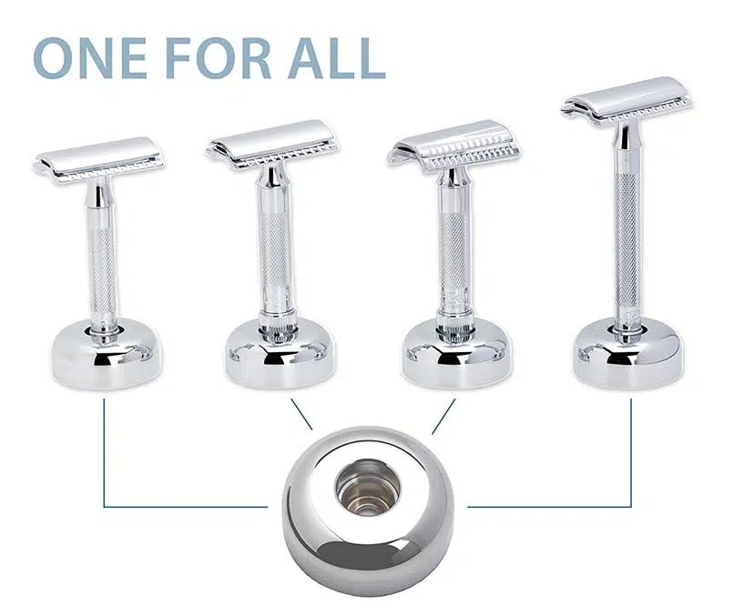 Safety razor on branded background